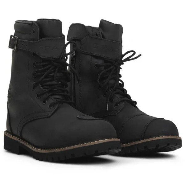 Spada Pilgrim Grande Black Distressed Waterproof Motorcycle Boots